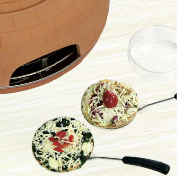 OHMEX Four à pizza Dôme en terre cuite 6 personnes, 1100W – Image 2