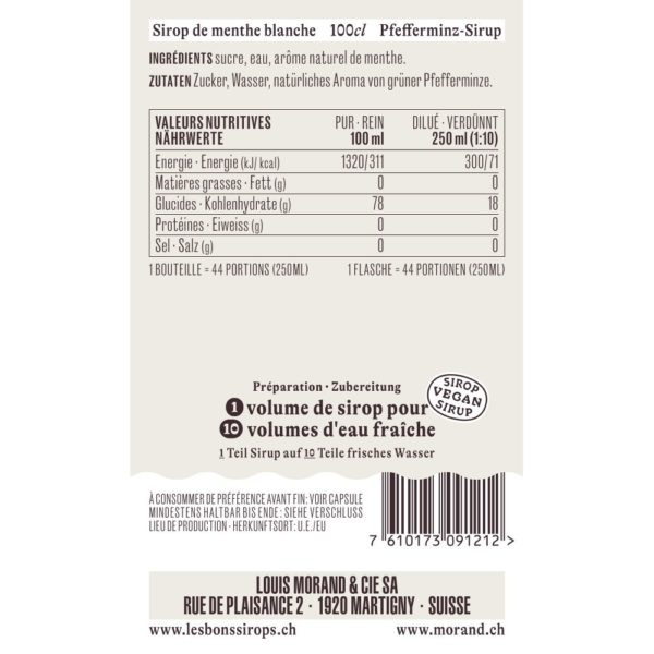 Sirop MORAND Menthe blanche 100cl – Image 2