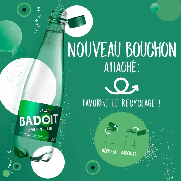 Eau gazeuse minérale naturelle pétillante Verte Badoit - 6x50cl – Image 2
