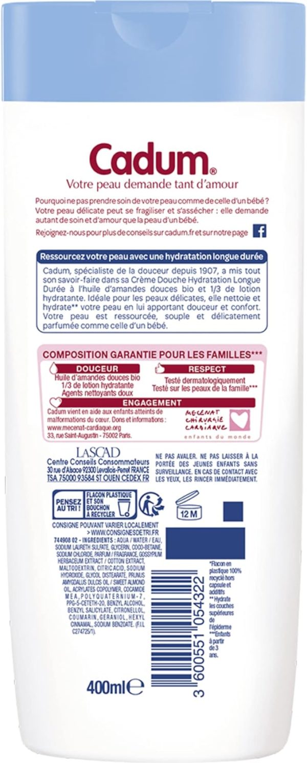 Crème de douche hydratation Cadum - 400ml – Image 2
