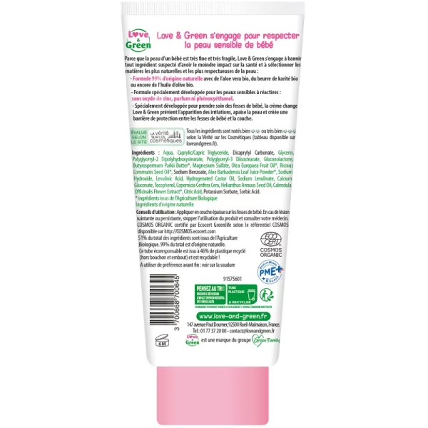 Love and Green Crème Change Certifiée BIO - 100ml – Image 2
