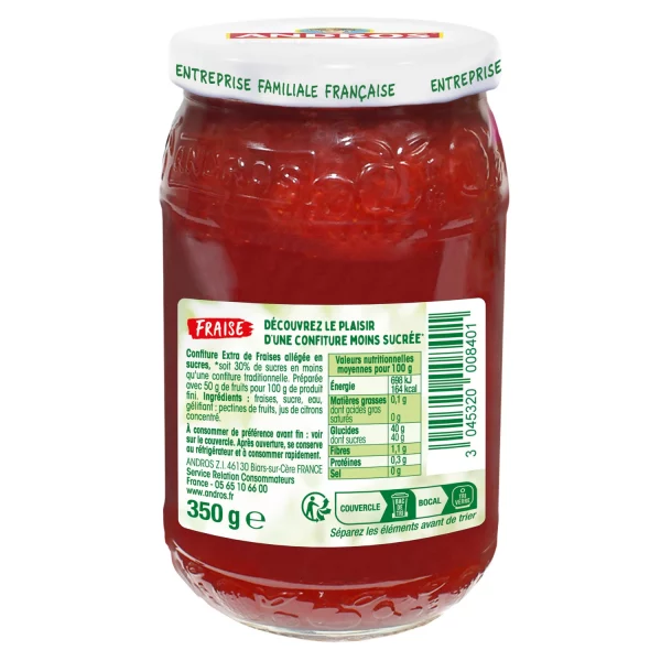 Confiture allégée fraises ANDROS - 350g – Image 2