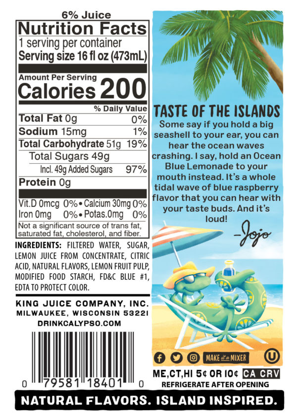 Calypso Ocean Blue Lemonade - 500ml – Image 2
