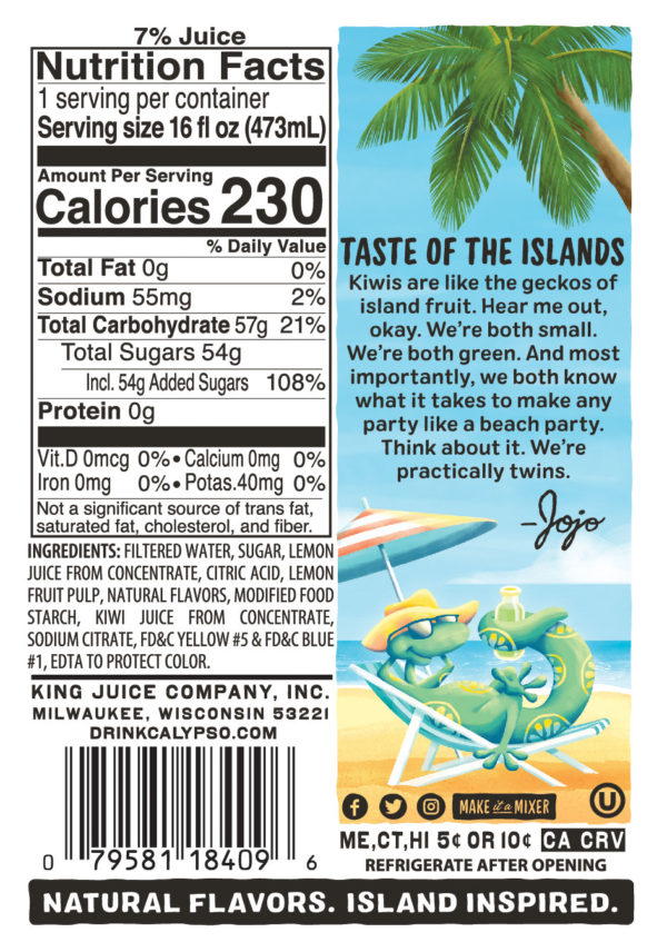 Calypso Kiwi Lemonade - 500ml – Image 2